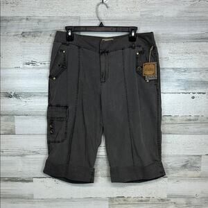 NWT Khakis Women's Cargo Capri Pants Knee Length Gray Women’s Size 12